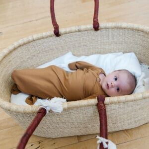 Copper Pearl Newborn Knotted Gown in Camel